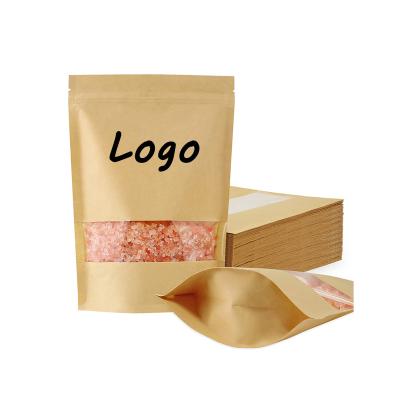 China Factory Wholesale Hot Selling Kraft Paper Coffee Bags Moisture Proof Kraft Paper Zipper Bags Transparent Window Coffee Bags for sale