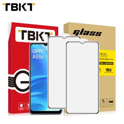 China Custom Packing 2.5D 9H Black Silk Cell Phone Cardboard Tempered Glass Screen Protector For OPPO A53s 5G for sale