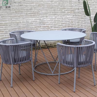 China UV& Weather Resistant Design Hotel Furniture European Outdoor Patio Garden Aluminum Rope Chairs Set for sale