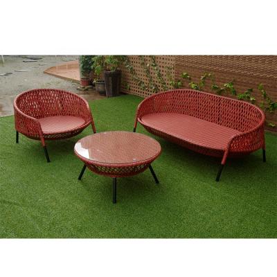 China Outdoor Garden PE Outdoor Aluminum Red Rattan Weather Furniture Furniture Sofa Set for sale