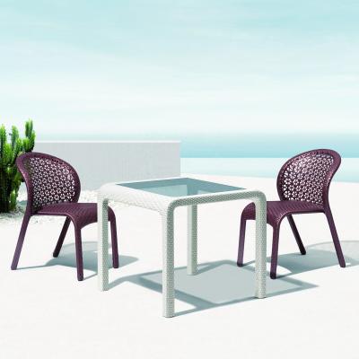 China Waterproof Modern Style Furniture PE Rattan Outdoor Garden Dining Chairs Table Set for sale