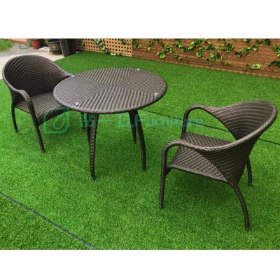 China Waterproof Garden Patio Backyard Backup Outdoor Furniture Plastic Table And Rattan Armchairs Set for sale