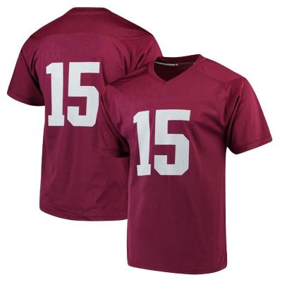 China Breathable Wholesale Custom College Football Jerseys Aggies Jersey #15 Quilted Mens Uniform Top Shirts Sublimated Factory Outlets for sale