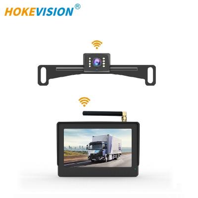 China Hokevision 2.4g HD Rearview Camera Monitor Waterproof Wireless Backup Reverse System with 4.3 5 inch Screen for Cargo Vans Car Pickup for sale