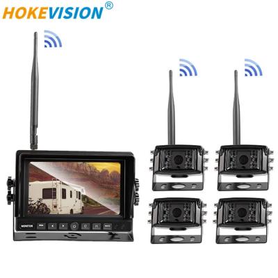 China Sale Waterproof Whole Crane Reversing Rearview Backup Camera Dual Backup Cameras And Monitor Kit LCD Split Screen 7