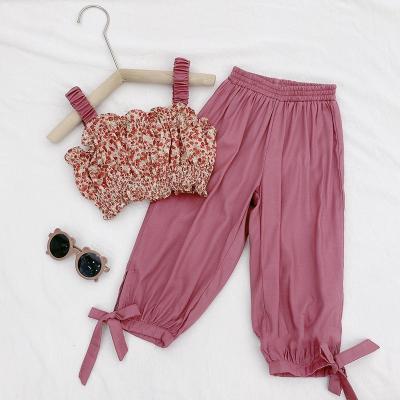 China Sweet Summer Kids Baby Clothes Set Floral Vest Pants 2pcs Loose Outfit Girls Clothes Set for sale