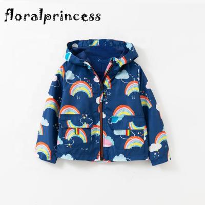 China Baby Rainbow Print Hooded Autumn Winter Children Coats Outwear Jacket for sale