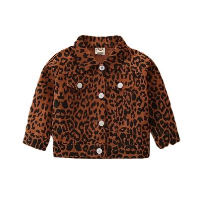 China New Fashion Breathable Girls Spring Coat Baby Autumn Denim Jacket Leopard Print Children Coats Children Clothing for sale