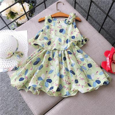 China New Chiffon Sleeveless Dress Summer Toddler Kids Casual Dress With Sun Hat Beach Wear for sale