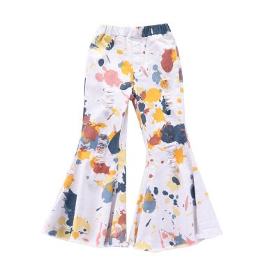 China Kids Girl Tie Dye Rocket QUICK DRY Pants Ruffles Autumn Spring Bell Bottom Pants Trousers 1-6Y for sale