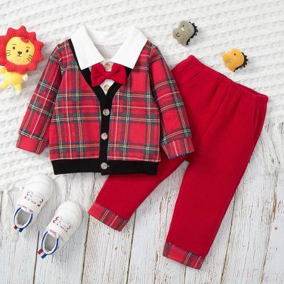 China Breathable Merry Christmas Boy Clothes Set My First Christmas Baby Gentlemen Shirt Pants 2pcs Clothing Set for sale