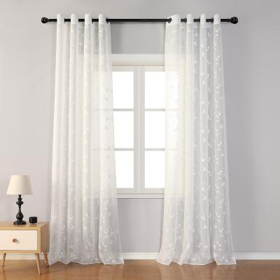 China Blackout Wholesale European Embroidered Design Living Room Window Sheer Curtains Drapes Voile Curtain fabric for sale