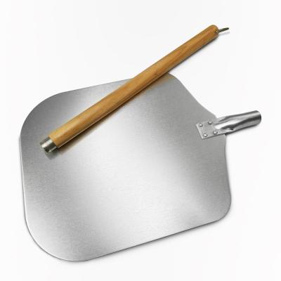 China Sustainable Easy To Store Space Save Aluminum Shovel Pizza Skin With Wooden Detachable Rubber Handle for sale