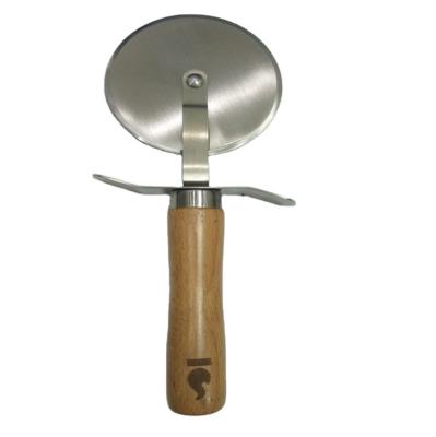 China High Quality Durable Durable Wooden 430# Stainless Steel Pizza Cutter Rubber Rocking Wheel for sale