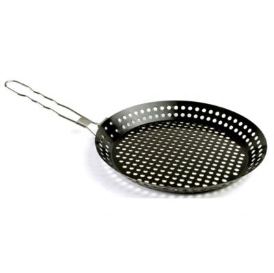 China Disposable Easy Using Carbon Steel Non Stick Stainless Steel BBQ Grill Pan With Movable Handle for sale