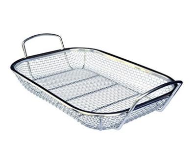 China Easily Cleaned Outdoor BBQ Baking Basket Stainless Steel Wire Mesh Portable Cooking Rectangle Grill for sale