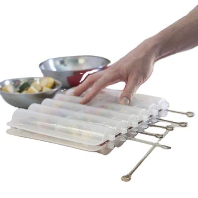 China Easily Cleaned Picnic BBQ Camping Sticks Grill Accessories Stainless Steel Barbecue Grill Kebab Skewer Needle Tool for sale