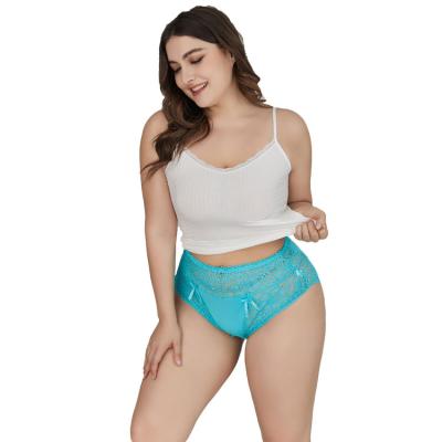 China Breathable Custom Design Soft Women's Sexy Stretch Scalloped High Waist Lingerie Ladies Plus Size Lingerie Underwear Lace Panties for sale