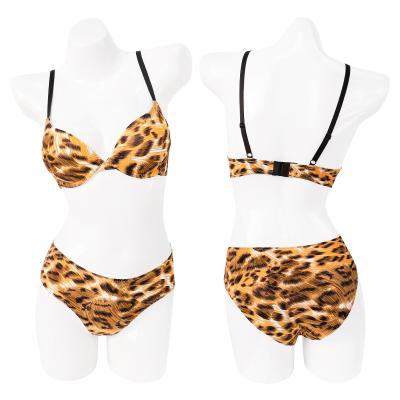 China BEIZHI Brand Breathable Ladies Printed Leopard Print 3/4 Cup Lift Up Sexy Lingerie 2 Piece Underwear Panties Bra Sets for sale