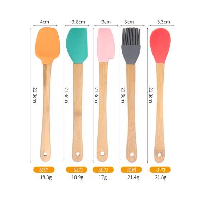 China Factory direct sale silicone kitchen utensils mini sustainable high quality five-piece cooking set set for sale