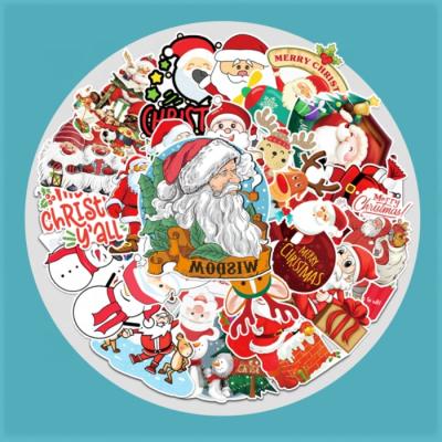 China Waterproof Adhesive Label New Year Sticker Sheet Custom Printing Decorative Kiss Cut Santa Claus Sticker Merry Christmas Stickers for sale