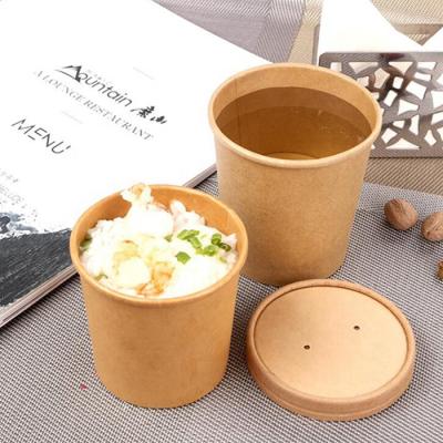 China 8oz 12oz 16oz 26oz 32oz100% Recyclable custom printed eco kraft paper soup bowl disposable cup with paper lid for sale