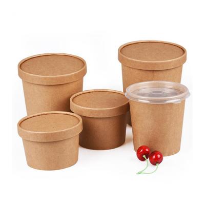 China Recyclable Accept Biodegradable 8oz 12oz 16oz Custom Disposable Ice Cream Cup Soup Paper Packaging Container With Paper Lid for sale