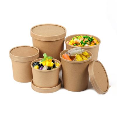 China Recyclable 8oz 10oz 16oz 18oz 28oz 34oz Customized Printing Logo Paper Cup Soup Bowl Craft Biodegradable Disposable Paper Soup Cup for sale