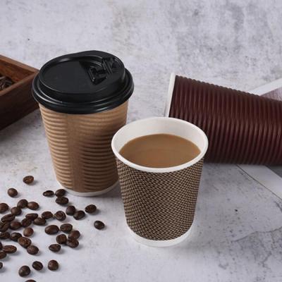 China Wholesale Manufacturer Ripple Double Wall Custom Recyclable Printed Kraft Paper Coffee Takeaway Hot Drinking Paper Cup for sale