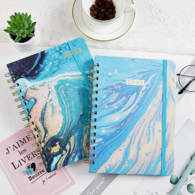 China Custom Creative Spiral Hardcover Book Weekly and Monthly Planner Coated Sticker Cover Diary Paper Notebook Customized for sale