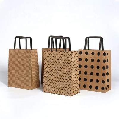 China Recyclable Custom Flat Paper Handles Brown Deli Fast Food Kraft Paper Bag For Restaurant Packaging for sale