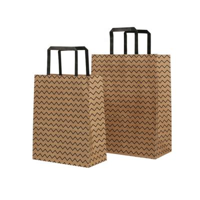 China Recyclable Custom Flat Paper Handles Brown Deli Fast Food Kraft Paper Bag For Restaurant Packaging for sale