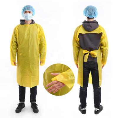 China Disposable long sleeve waterproof cpe level 2 isolation impermeable gown for sale