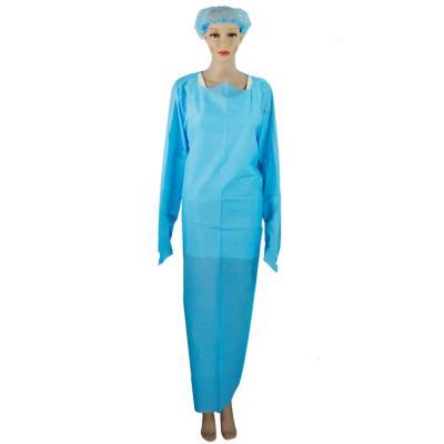 China Straight Pendulum Disposable CPE Isolation Gown With Long Sleeve Waterproof Dust Proof CPE Gown CE EN14683 Certificate for sale