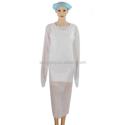 China Waterproof plastic cpe bata cpe desechable cpe with thumb hole with long sleeves for sale