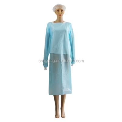 China Waterproof Impervious Plastic CPE Disposable Gown With Long Sleeve for sale