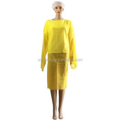 China Waterproof Disposable CPE Apron Gowns With Long Sleeve Waterproof Plastic Apron for sale