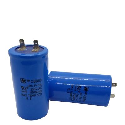 China FAN Washing Machine AC Motor Capacitor Round Shipping And Handling 250V Explosion Proof 80Uf CBB60 for sale