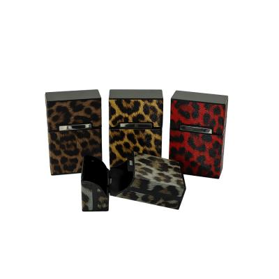 China Gift Case Set Accessories HEMPACKA New Leopard Pattern Cigarette Smoking Plastic Automatic Semi-automatic Cigarette Smoking Box for sale