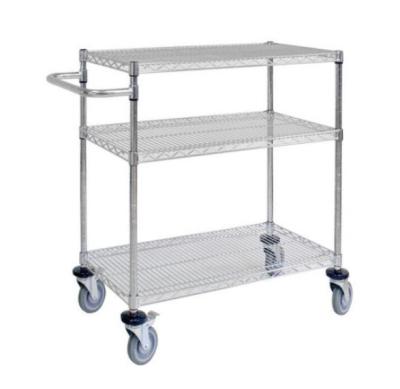 China High Quality 4 Wheels Stainless Steel Anti Static PCB/SMT Storage 3 Layers ESD Wire Shelf Trolley Cart for sale