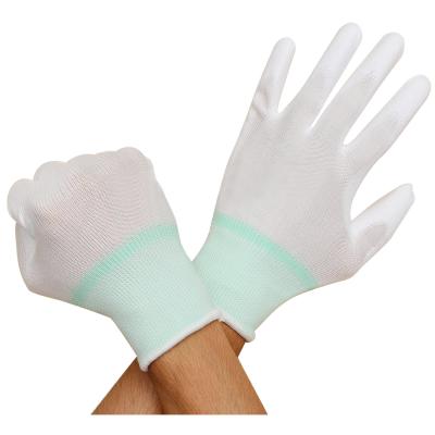 China Assembly Inspection Precision Work Palm PU Coated Anti Static ESD Safe Gloves ESD Palm Fit Gloves for sale