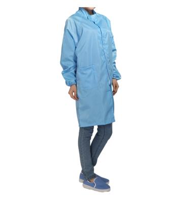 China ESD Smock Antistatic Cleanroom Workwear Polyester Stripe Grid Polyester Logo Customized for sale