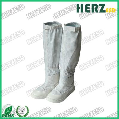 China PU Anti-static Boot White Stripe Antistatic Cloth Shoes Work ESD Cleanroom Boots for sale