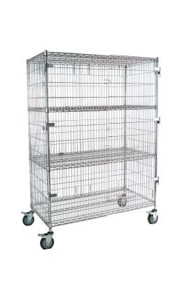 China Customized ESD Storage 4 Layers Shelf Trolley Wire Mesh Shelving Cart for sale