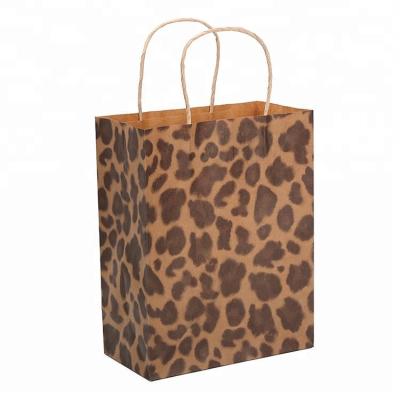 China New Fashion Recyclable Leopard Printing Design Kraft Paper Packaging Bag for sale