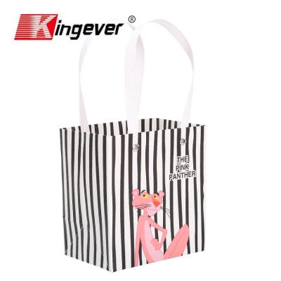 China Cartoon Pink Panther Stripe Recyclable Gift Paper Handbag for sale