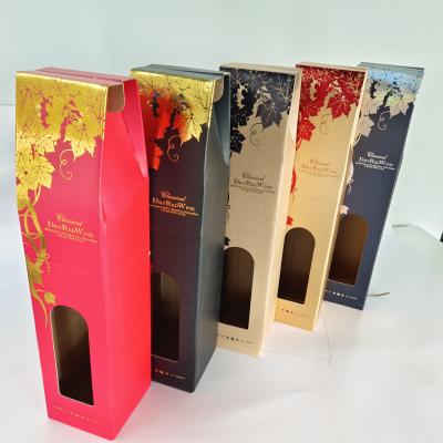 China Recyclable Single Wine Personalization Bottle Cardboard Gift Packaging Window Display Paper Box Christmas Gift Displaying Box for sale