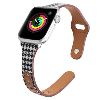 China Fabric For Apple Watch 6 Se Band 40mm 44mm Thin Leather Strap For iwatch Series 6 5 4 3 38mm 42mm for sale