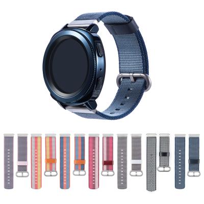 China Fabric 20mm Nylon Watch Band Strap Silver Plain Rings Buckle For Samsung Galaxy Watch Active Watch for sale