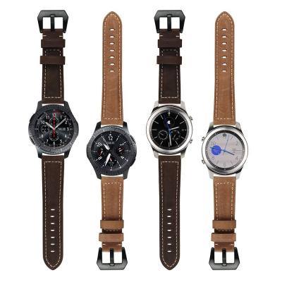 China Luxury 22MM Genuine Leather Strap Band For Samsung Gear S3 Frontier Classic for sale